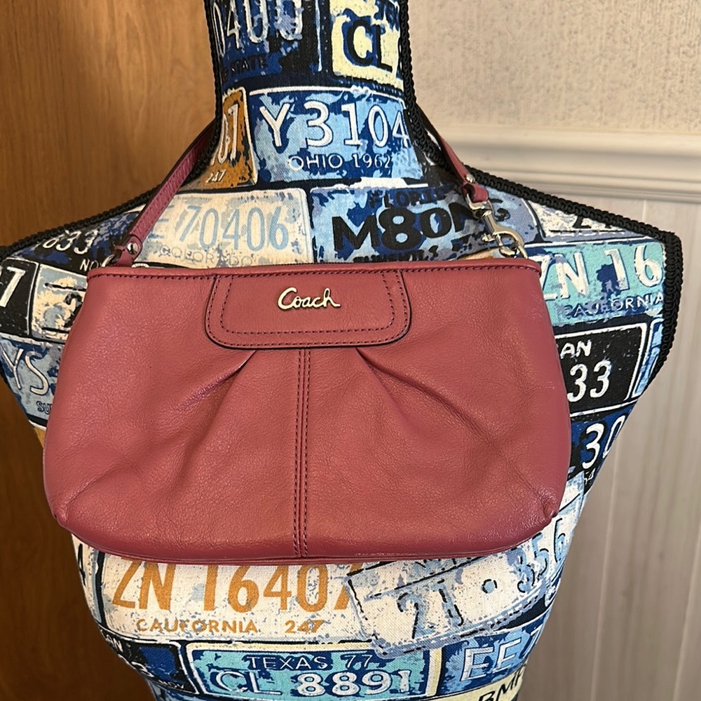 Coach Pink Pleated Leather Shoulder Bag
